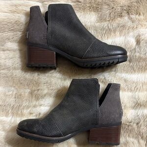 SOREL Cate Cut Out Bootie Waterproof Leather Ankle Boots- Size 8